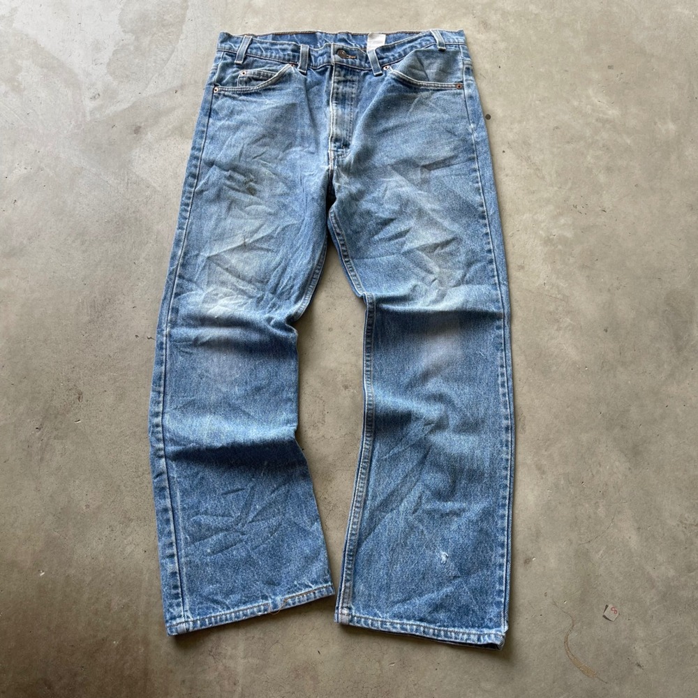 Vintage Levis 517 Orange Tab Jeans Mens 34x29 Blue Bootcut Denim Made in USA